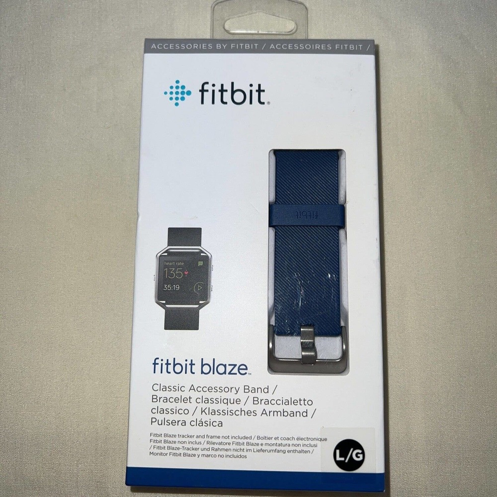 Genuine Fitbit Blaze Classic Accessory Band Blue Size Large New/Sealed